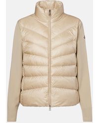 Moncler - Cardigan De Lana Virgen Con Paneles De Plumas - Lyst