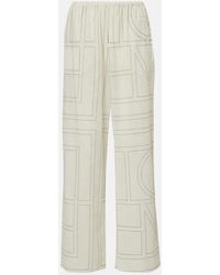 TOTEME - Monogram Cotton-Blend Wide-Leg Pants - Lyst