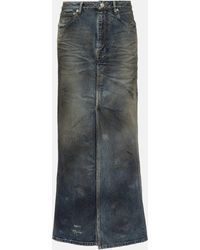 Balenciaga - Bleached Denim Maxi Skirt - Lyst