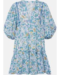 Poupette - Aria Floral Gathered Cotton Minidress - Lyst