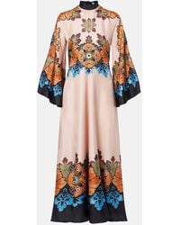 La DoubleJ - Magnifico Floral Silk Maxi Dress - Lyst