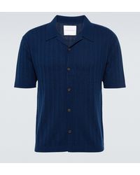 King & Tuckfield Wool Bowling Shirt - Blue