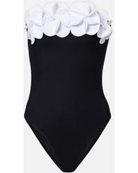 Karla Colletto - Tess Floral-Applique Bandeau Swimsuit - Lyst