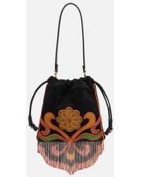 Etro - Bolso Al Hombro Kalispera Small De Ante Con Cuentas - Lyst