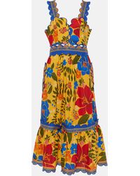 FARM Rio - Floral Yard Linen-blend Midi Dress - Lyst