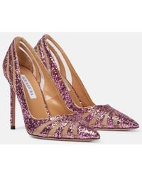 Aquazzura - Pumps The Spy 105 Aus Mesh Mit Glitter - Lyst