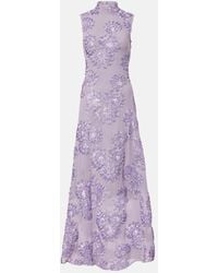 ROTATE BIRGER CHRISTENSEN - Floral Embroidered Mesh Maxi Dress - Lyst