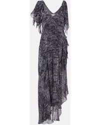 Isabel Marant - Tylena Printed Silk Georgette Ruffled Midi Dress - Lyst