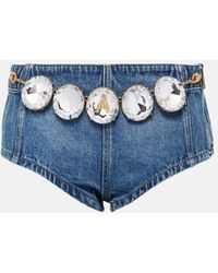 Area - Shorts di jeans Jumbo Crystal con cristalli - Lyst
