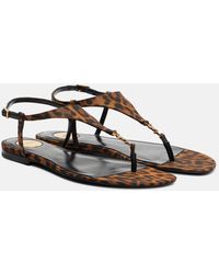 Saint Laurent - Cassandra Leopard-Print Grosgrain Sandals - Lyst