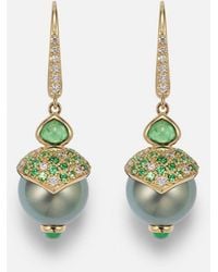 Marina B - 18Kt Drop Earrings With Gemstones - Lyst