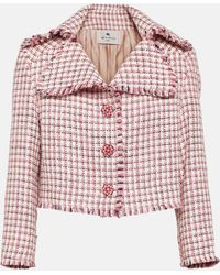 Etro - Cropped Houndstooth Wool-blend Jacket - Lyst