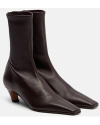 KHAITE - Arizona Leather Ankle Boots - Lyst
