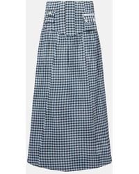 Ganni - Gingham High-Rise Cotton-Blend Maxi Skirt - Lyst