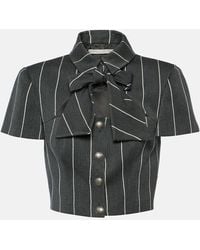 Alessandra Rich - Pinstripe Cropped Wool-Blend Jacket - Lyst