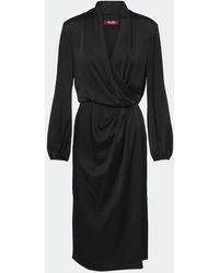 Max Mara - Elegante Draped Satin Midi Dress - Lyst
