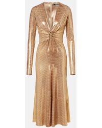 Roberto Cavalli - Embellished Snake-Print Midi Dress - Lyst