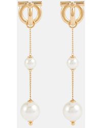 Ferragamo - Gancini Faux Pearl Drop Earrings - Lyst