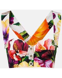 Dolce & Gabbana - Floral Cotton Crop Top - Lyst