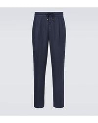 Brunello Cucinelli - Linen Gabardine Tapered Pants - Lyst