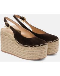 Gianvito Rossi - Suede Slingback Espadrille Wedges - Lyst