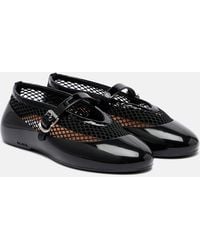 Alaïa - Leather-Trimmed Fishnet Ballet Flats - Lyst