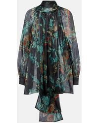 Etro - Floral Sheer Silk Chiffon Blouse - Lyst