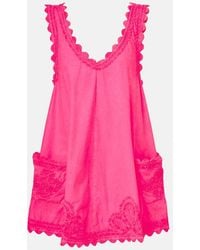 Juliet Dunn - Embroidered Cotton Poplin Minidress - Lyst