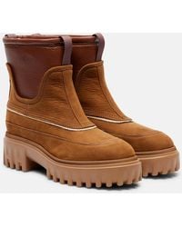 Hogan - Shearling-Lined Leather Ankle Boots - Lyst