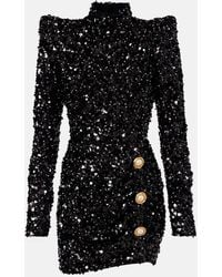 Balmain - Minikleid Mit Pailletten - Lyst
