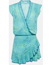 Poupette - Estelle Printed Ruffled Minidress - Lyst