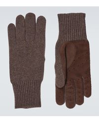 Brunello Cucinelli - Handschuhe Aus Kaschmir Und Veloursleder - Lyst