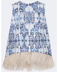 La DoubleJ - La Scala Feather-Trimmed Cotton Top - Lyst