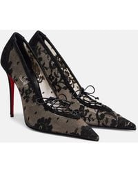 Christian Louboutin - Km Lace 100 Suede-Trimmed Pumps - Lyst