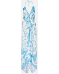 Etro - Printed Silk Midi Dress - Lyst