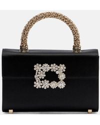 Roger Vivier - Jewel Efflorescence Mini Satin Top-Handle Bag - Lyst