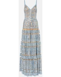Elie Saab - Abito Lungo Con Paillettes E Tulle - Lyst