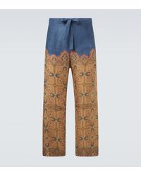Valentino - Printed Linen Wide-Leg Pants - Lyst