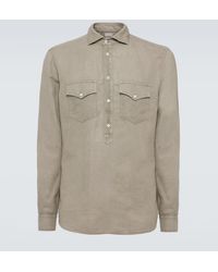 Brunello Cucinelli - Camisa de lino y algodon - Lyst
