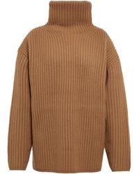 JOSEPH Ribbed-knit Wool Turtleneck Sweater - Brown