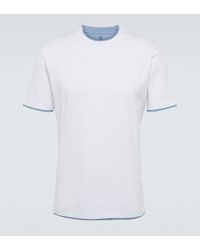 Brunello Cucinelli T-Shirt aus Baumwolle und Leinen - Weiß
