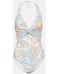 Melissa Odabash - Zanzibar Printed Halterneck Swimsuit - Lyst