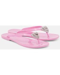 Mach & Mach - Double Heart Embellished Thong Sandals - Lyst
