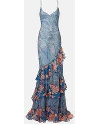 Etro - Paisley Floral Tiered Silk Chiffon Maxi Dress - Lyst