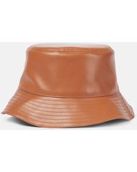 Loewe - Brown Logo Leather Bucket Hat - Lyst