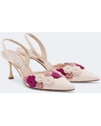 Manolo Blahnik - Svemutlasi Floral-Applique Slingback Pumps - Lyst