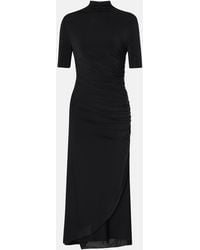 Alaïa - Draped Asymmetric Midi Dress - Lyst