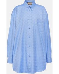 Gucci - Gg Supreme Cotton Oxford-jacquard Shirt - Lyst