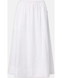 Vince - Scalloped Cotton Poplin Midi Skirt - Lyst