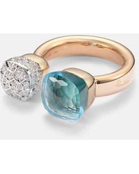Pomellato - Anillo Nudo De Oro Rosa Y Blanco De 18 Ct Con Topacio Y Diamantes - Lyst